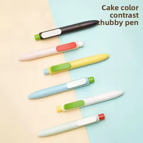 0.5mm Black Gel Pen Cake Color Design Cute Push Button Office School Journal Writing Pocket Pen cute