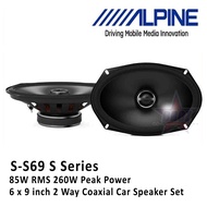 Alpine S-S69 S Series 6 x 9 inch 2 Way Coaxial Car Speaker Set 85W RMS 260W Peak Power