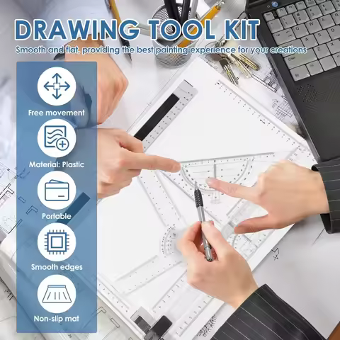 A4 Drawing Board Drafting Table Multifunctional Drawing Board Table with Clear Rule Adjustable Measu