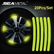 20Pcs Car Wheel Hub Reflective Sticker Luminous Green Decorative Sticker Universal Reflective Strip