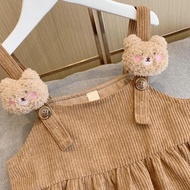 KRU.14Jl22J– DR102-Dress Girls 2in1 Overall Cutiebear