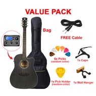 TECHNO (DM-41EQ) 41 Inch EQ Acoustic Guitar Cutaway + Accessories Set | Gitar Akustik Murah 吉他配件