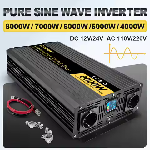 Pure Sine Wave Inverter 7000W 8000W Solar Inverters Voltage Converters DC 12V/24V to AC 220V 50Hz 60