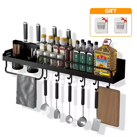 Kichen Organizer Spices Aluminum Multifunction Kichen Shelf Storage Rack Wall-mounted Kitchen Organi