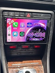 4+128G Radio for Audi A4 S4 RS4 2002-2008, 9" Touch Screen for Audi A4 Radio Kit with Wireless CarPl