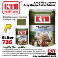 KTH Paint Grey Green Oxide Primer 736 5Liter / zinc Phosphate/ Cat Undercoat Besi Dan kayu