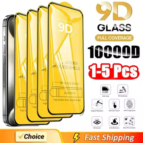 NNBILI 1-5PCS 9D Screen Protector Tempered Glass for IPhone 15 14 13 16 12 11 Pro Max Protective Gla
