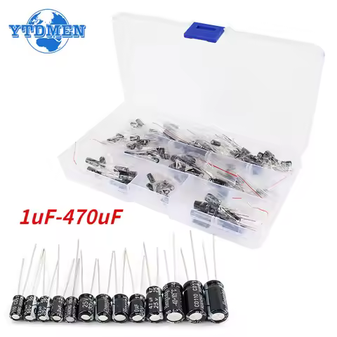 120pcs 12 Values Electrolytic Capacitor 16V 25V 50V Aluminum Electrolytic Capacitor Kit 1uF-470uF DI