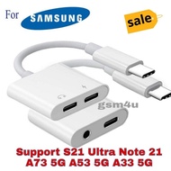 Type C Adapter 2 In 1 Splitter For Samsung Galaxy A73 5G S21 S20 FE Note 20 Ultra Note 21 USB C to 3
