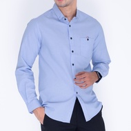 4800 Kemeja Pria Lengan Panjang Soft Blue Kemeja Casual Pria Panjang Kancing Hitam Kerah Biru Murah