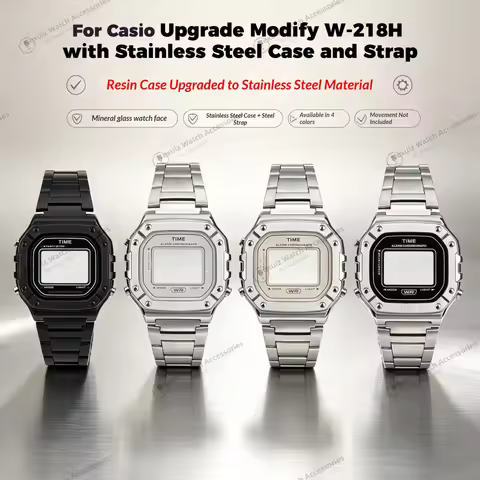 For Casio 3224 W-218H Upgarde Modifiy Stainless Steel Watch Case W218H Metal Upgrade Shell Replaceme