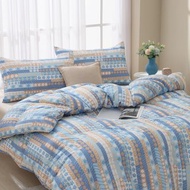 雙人/冬月羽絨被/好收納、可機洗、免被套、超保暖-花舞藍