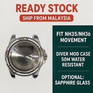 Seiko Mod 40mm Watch Case - 50M Water Resistant | NH35 NH36 NH34 4R35 4R36 Mod Case | Stainless Stee