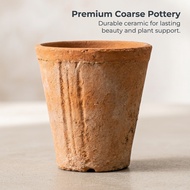 Ceramic Flower Pot with Drainage Hole - Coarse Pottery Planter for Balcony & Indoor Plants