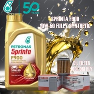 PETRONAS SPRINTA F900 10W-50 FULLY SYNTHETIC MOTORCYCLE ENGINE OIL WIHT YAMAHA OIL FILTER / MINYAK 4