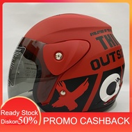 Helm Motor SNI Evo Outside Merah Hitam Doff Half Face Nouvo SNI Dewasa - bukan KYT INK GM NHK ZEUS