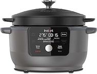 Instant Pot Instant Electric Round Dutch Oven, 6-Quart 1500W, From the Makers of, 5-in-1: Braise, Slow Cook, Sear/Sauté, Cooking Pan, Food Warmer, Enameled Cast Iron, Included Recipe Book, Black