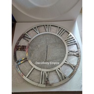 [KLANG VALLEY ONLY] DIAMOND CRUSH MIRROR WALL CLOCK 80CM SILVER ONLY