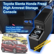 OpaleenToyota Sienta Honda Freed LED USB Multi-Function High Armrest Storage Console Box