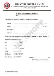 MURAH! SURAT KETERANGAN SAKIT/SEHAT CUSTOM / SURAT DOKTER / SURAT SAKIT/SEHAT UNTUK KEPERLUAN KLINIK