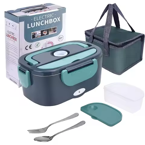 1.5L Portable Electric Lunch Box 60w Outdoor Camping Food Heating Warmer Suitable For Car Lunch Heat
