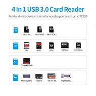 Nano SD Card Reader USB 3.0 CF Memory Card Adapter Hub 5Gbps Read 4 Cards Simultaneously for UHS-I CFI,TF,SDXC,SDHC,SD,M