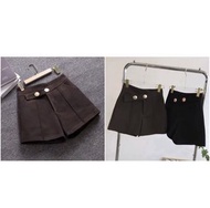 韓國宮廷復古高貴風深棕色不規則顯瘦寬鬆高腰A字短褲