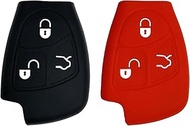 Key Fob Cover for CLK E500: 2 Pcs 3 Buttons Silicone Remote Case Protector Fit for Mercedes Benz CL 