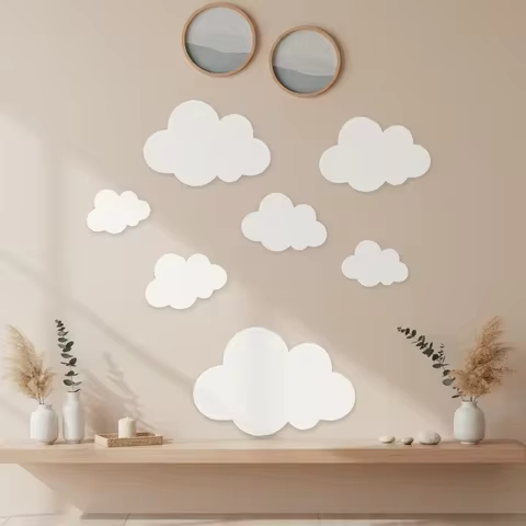 3pcs Pure White Wooden Cloud Decorations, Cute Style Cloud Art, 3D Cloud-Shaped Tags