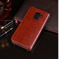 Cover Paradise Samsung A8 Plus 2018 Flip Cover Wallet Leather Case Classic Style / case hp samsung A