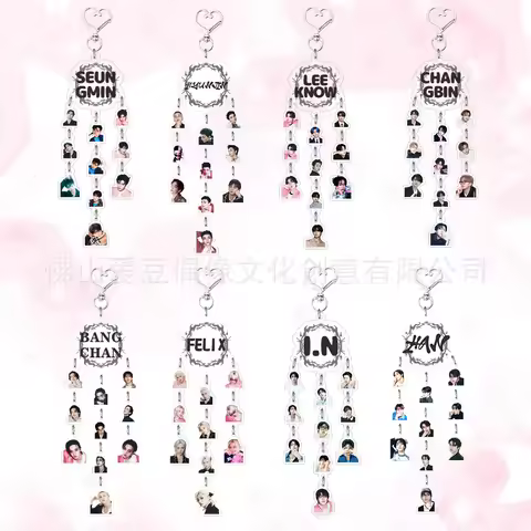 StrayKids Acrylic Wind Chime Keychain Fresh Style BangChan Hyunjin Felix KPop Group Pendant For Bag 