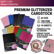 QUAFF A4 Premium Glitter Cardstock 250GSM 10 Sheets Thick Durable Craft Paper