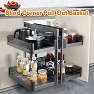 Aluminum Alloy Kitchen Spice Basket Storage Pull Out Kitchen Cabinet Blind Corner Pull Out Rack