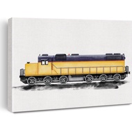 Diesel Locomotive Canvas Wall Art Watercolor Transportation Train Canvas Painting Prints for Home Bo