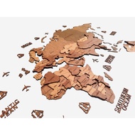 XL 200cm 3D Embossed Wooden World Map (3D Wooden World Map) Wall Decoration/