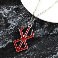 Berserk Anime Red Enamel Necklac Keychains Behelit Symbol Alloy Pendants Keyrings Necklaces Men Woma