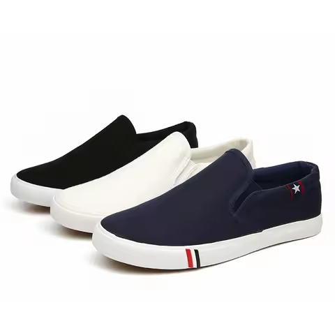 Men Casual Shoes Slip on Canvas Loafers Comfortable Walking Flats for Man Dude Non Slip Soft Moccasi