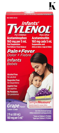 【24 Hours Shipped】TYLENOL INFANTS PAIN& FEVER 2/2 FL OZ