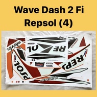 ( 4 ) DASH 2 FI STICKER STIKER STRIPE STRIKE LAMBANG BODY COVER SET LOGO HONDA DASH-II-FI WAVE DASH110 DASH 110 REPSOL