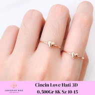 VRS LOVE HEART 3D GOLD RING WEIGHT 0.500GR 8K CONTENT