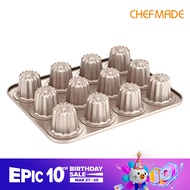 Chefmade 12 ถ้วยไม่ติด cannele Mold PAN Golden Angel Bell แม่พิมพ์เค้ก