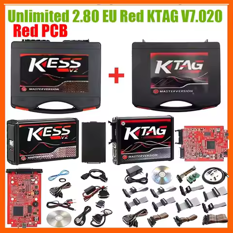 Unlimited 2.80 EU Red KTAG V7.020 4 LED 2.25 SW Online KESS V5.017 Master KESS 5.017 OBD2 Tricore EC