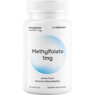 5-MTHF - Methylfolate (Active B9 Folate) Supplement - 30 Capsules - 5-MTHF 1mg