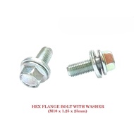[READY STOCK] HEX FLANGE BOLT WITH WASHER (M10 X 1.25 X 25mm)