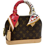 LOUIS VUITTON/ 路易威登 Alma BB 肩背包，附 Twilly 絲巾，M53152，Monogram 帆布，ブラウン/金色五金，女士 [二手]