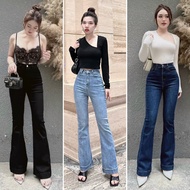 Women's Rolled Flared Jeans, Basic Plain Flared Jeans