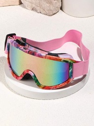 1入防霧滑雪眼鏡,水轉印多色男女通用戶外防風防沙運動自行車眼鏡帶彩色鏡片