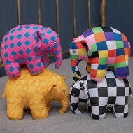 JAMXUN 26cm Cartoon Anime Elmer The Elephant Figure Plush Toy Pendent Plaid Elephant Emma Plushies D