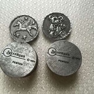 早期收藏-微型錫制圓型飾品盒 玩具熊 小飛馬