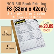 F3 ( 33cm x 42cm ) NCR Bill Book Custom Printing Receipt Invoice Payment Voucher Order Chit CUSTOM M